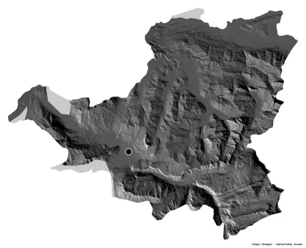Forma Schwyz Cantón Suiza Con Capital Aislada Sobre Fondo Blanco — Foto de Stock