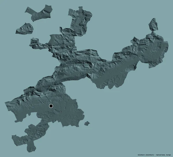 Forma Solothurn Cantão Suíça Com Sua Capital Isolada Fundo Cor — Fotografia de Stock