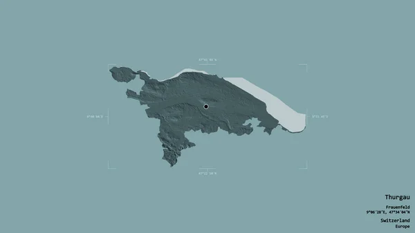 Территория Тургау Кантон Швейцарии Изолирована Твёрдом Фоне Геометрической Коробке Метки — стоковое фото