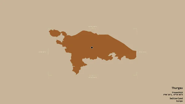 Территория Тургау Кантон Швейцарии Изолирована Твёрдом Фоне Геометрической Коробке Метки — стоковое фото