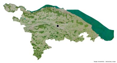 Thurgau 'nun şekli, İsviçre kantonu, başkenti beyaz arka planda izole edilmiş. Uydu görüntüleri. 3B görüntüleme