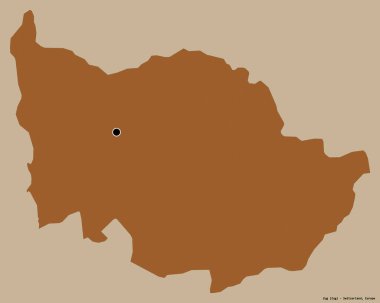 İsviçre kantonu Zug 'un şekli, sermayesi katı renk arka planında izole edilmiş. Desenli dokuların bileşimi. 3B görüntüleme