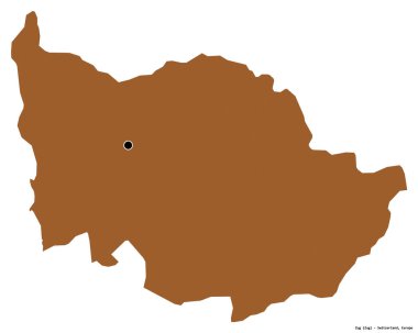 İsviçre kantonu Zug 'un beyaz arka planda bulunan başkenti. Desenli dokuların bileşimi. 3B görüntüleme