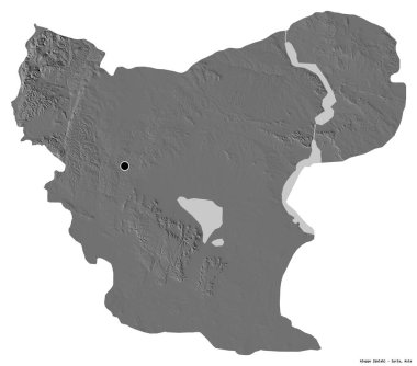Suriye 'nin Halep kenti, başkenti beyaz arka planda izole edilmiştir. Çift seviyeli yükseklik haritası. 3B görüntüleme