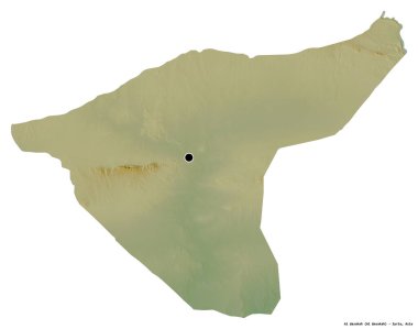 Suriye 'nin başkenti beyaz arka planda izole edilmiş, Al Hasakah' ın şekli. Topografik yardım haritası. 3B görüntüleme