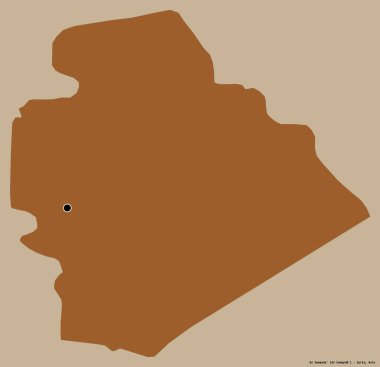 Suriye 'nin başkenti As Suwayda' nın katı renk arkaplanı ile izole edilmiş şeklidir. Desenli dokuların bileşimi. 3B görüntüleme