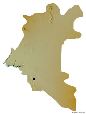Suriye 'nin başkenti beyaz arka planda izole edilmiş olan Dar' ın şekli. Topografik yardım haritası. 3B görüntüleme