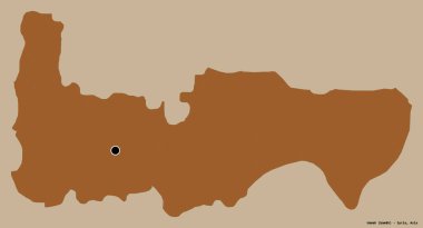 Suriye 'nin Hamah eyaleti, başkenti katı renk arkaplanı ile izole edilmiştir. Desenli dokuların bileşimi. 3B görüntüleme