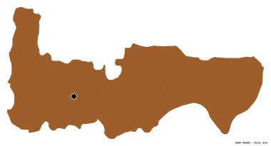 Başkenti beyaz arka planda izole edilmiş olan Hamah, Suriye eyaleti. Desenli dokuların bileşimi. 3B görüntüleme