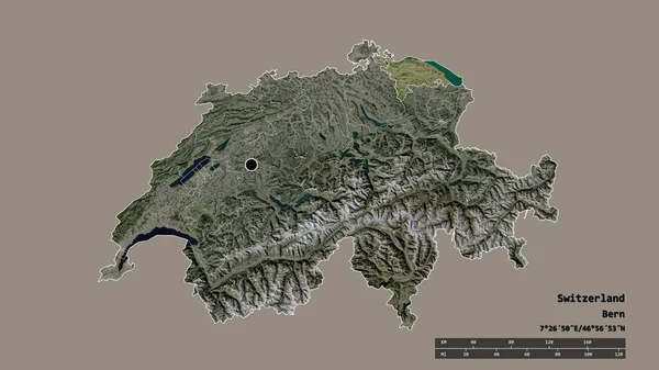 Desaturated Shape Switzerland Its Capital Main Regional Division Separated Thurgau — Stock Photo, Image