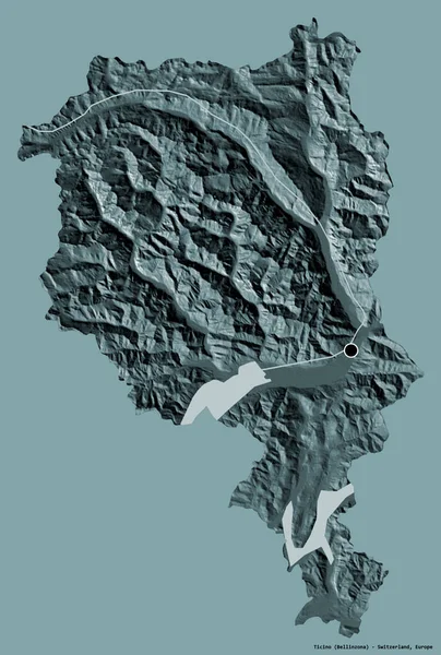 Vorm Van Ticino Kanton Van Zwitserland Met Hoofdstad Geïsoleerd Een — Stockfoto