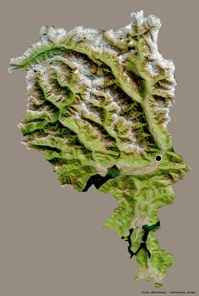 Form Ticino Kantonen Schweiz Med Sin Huvudstad Isolerad Solid Färg — Stockfoto