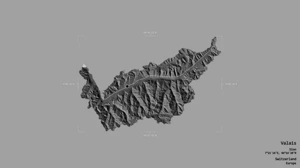 Περιοχή Valais Καντόνι Της Ελβετίας Απομονωμένο Στέρεο Υπόβαθρο Ένα Γεωγραφικό — Φωτογραφία Αρχείου