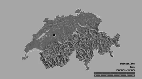 Forma Dessaturada Suíça Com Sua Capital Principal Divisão Regional Área — Fotografia de Stock