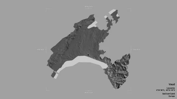 瑞士沃州沃州的一个区域 在一个地理参照框的坚实背景上被隔离 Bilevel高程图 3D渲染 — 图库照片