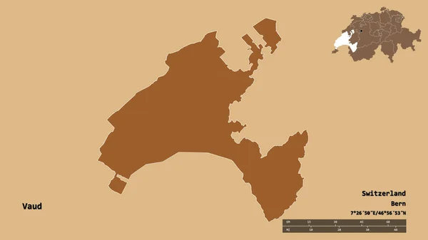 Forma Vaud Cantón Suiza Con Capital Aislada Sobre Fondo Sólido —  Fotos de Stock
