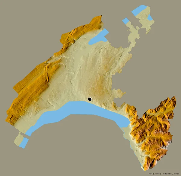 Форма Vaud Кантон Швейцарии Своей Столицей Изолированной Сплошном Цветном Фоне — стоковое фото