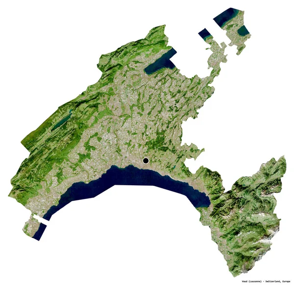 スイスのカントン州ヴォーの形で その首都は白い背景に孤立しています 衛星画像 3Dレンダリング — ストック写真