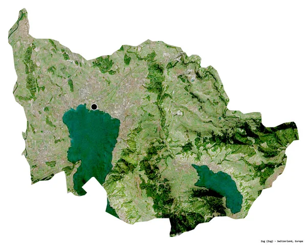 スイスのカントン州ツークの形で 首都は白い背景に隔離されています 衛星画像 3Dレンダリング — ストック写真
