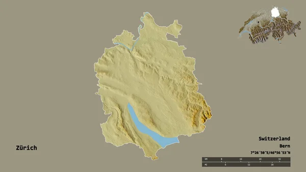 Vorm Van Zürich Kanton Zwitserland Met Hoofdstad Geïsoleerd Een Solide — Stockfoto