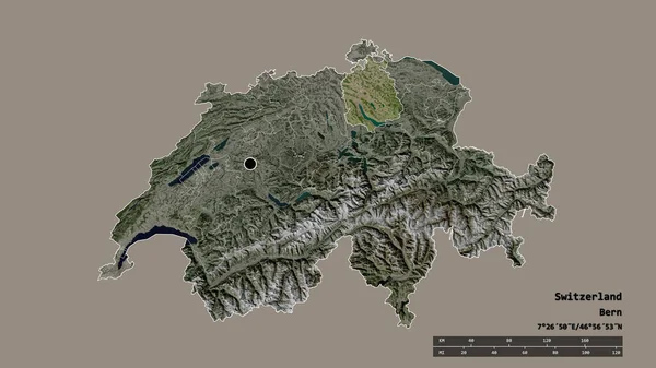 Forma Desnaturalizada Suiza Con Capital División Regional Principal Zona Separada — Foto de Stock