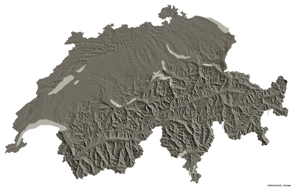 Shape Switzerland Its Capital Isolated White Background Colored Elevation Map — Stock Photo, Image