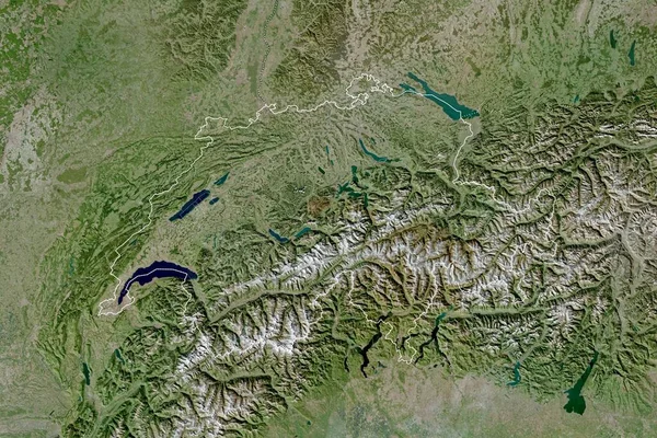 Área Extendida Suiza Con Contorno País Fronteras Internacionales Regionales Imágenes — Foto de Stock