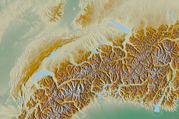 Sviçre Nin Genişletilmiş Bölgesi Topografik Yardım Haritası Görüntüleme — Stok fotoğraf