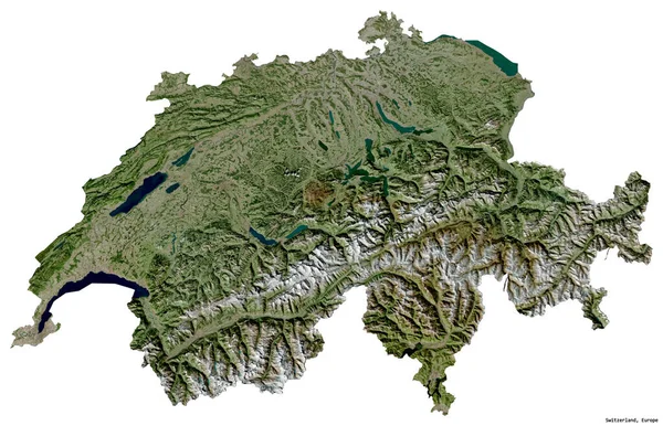 Shape Switzerland Its Capital Isolated White Background Satellite Imagery Rendering — Stock Photo, Image