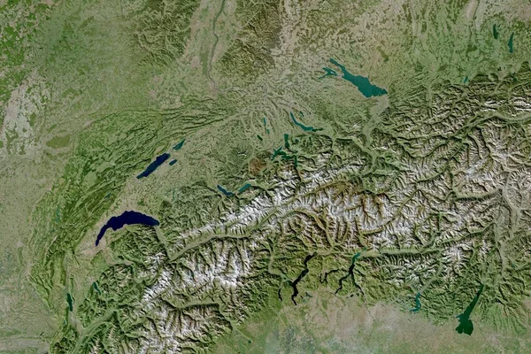 Uitgebreid Gebied Van Zwitserland Satellietbeelden Weergave — Stockfoto