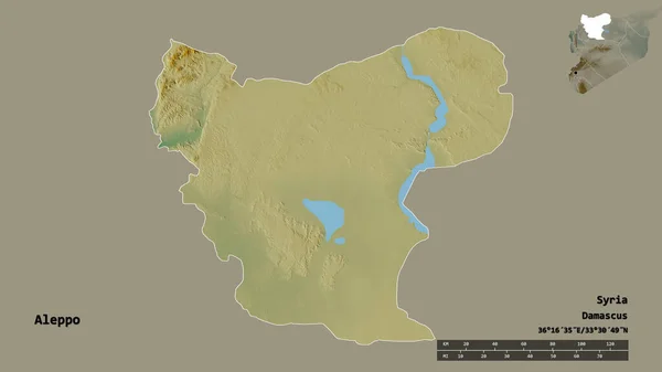 Forma Alepo Provincia Siria Con Capital Aislada Sobre Fondo Sólido —  Fotos de Stock
