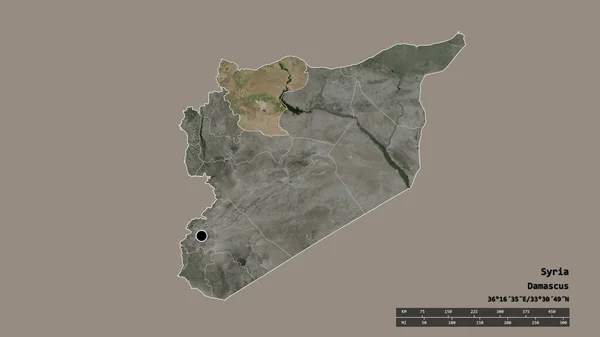 Обесцвеченная Форма Сирии Столицей Главным Региональным Разделением Отделенной Территорией Алеппо — стоковое фото
