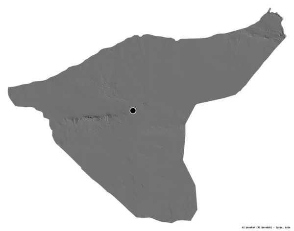 Forma Hasakah Provincia Siria Con Capital Aislada Sobre Fondo Blanco —  Fotos de Stock