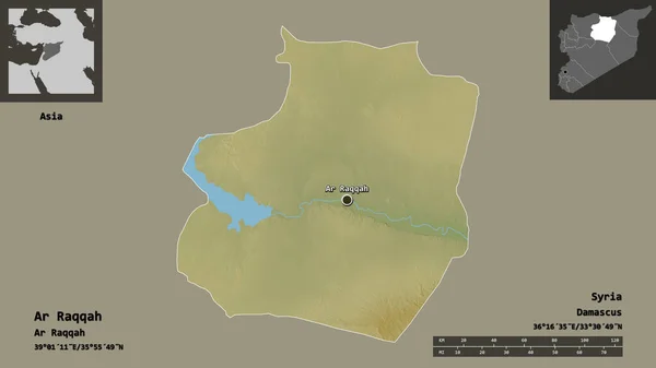 Σχήμα Raqqah Επαρχία Της Συρίας Και Την Πρωτεύουσά Της Κλίμακα — Φωτογραφία Αρχείου
