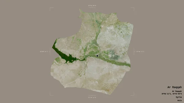 Area Raqqah Province Syria Isolated Solid Background Georeferenced Bounding Box — Stock Photo, Image