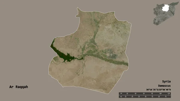 Forma Raqqah Província Síria Com Sua Capital Isolada Fundo Sólido — Fotografia de Stock