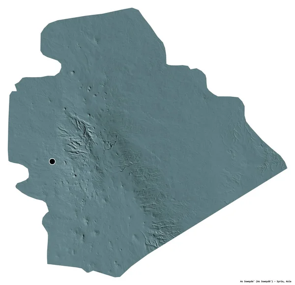 Kształt Suwayda Prowincja Syrii Stolicą Odizolowaną Białym Tle Kolorowa Mapa — Zdjęcie stockowe