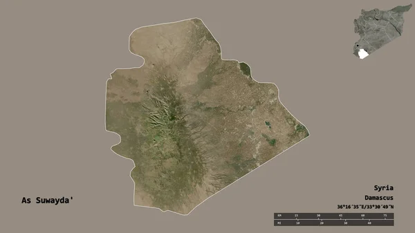 Shape Suwayda Province Syria Its Capital Isolated Solid Background Distance — Stock Photo, Image