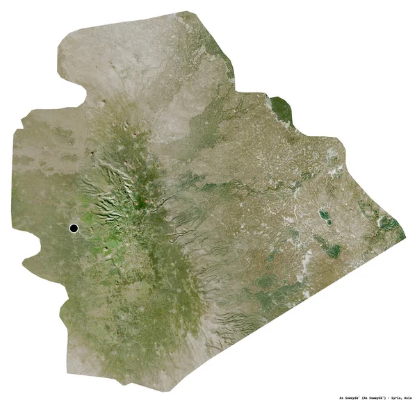 Форма Сувейда Провінція Сирія Столицею Ізольованою Білому Тлі Супутникові Знімки — стокове фото