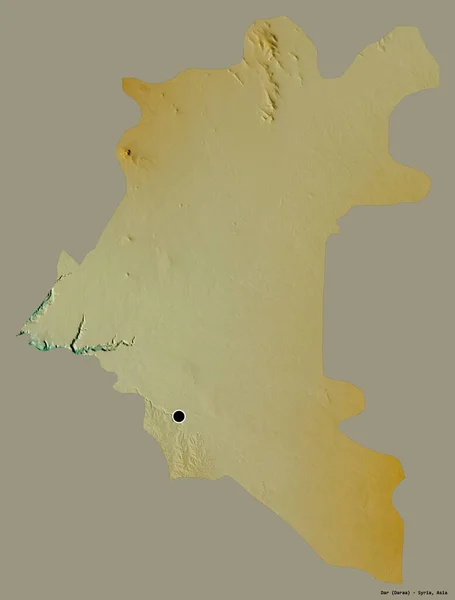 シリアの州 ダールの形は その首都をしっかりとした色の背景に隔離しています 地形図 3Dレンダリング — ストック写真