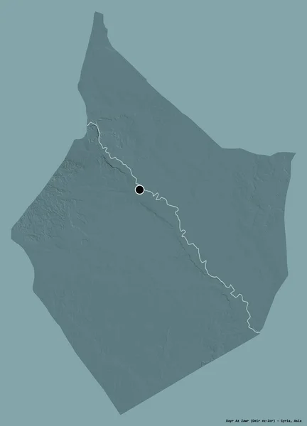 シリアの州 Dayr Zawrの形状は その首都をしっかりとした色の背景に隔離しました 色の標高マップ 3Dレンダリング — ストック写真