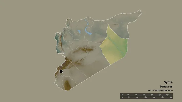 Forma Desnaturalizada Siria Con Capital División Regional Principal Zona Separada — Foto de Stock