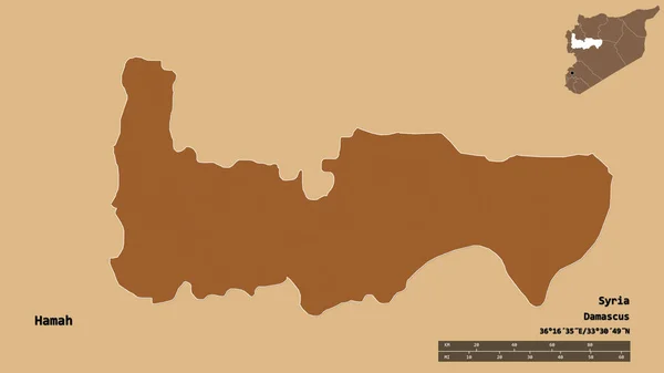 Форма Хама Провінція Сирія Столицею Ізольованою Твердому Тлі Масштаб Відстаней — стокове фото