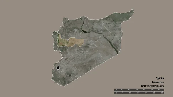 Обесцвеченная Форма Сирии Столицей Главным Региональным Разделением Разделенной Территорией Хамы — стоковое фото