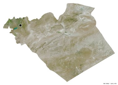 Başkenti beyaz arka planda izole edilmiş olan Hims, Suriye eyaleti. Uydu görüntüleri. 3B görüntüleme