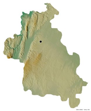 Suriye 'nin başkenti Idlib' in beyaz arka planda izole edilmiş hali. Topografik yardım haritası. 3B görüntüleme