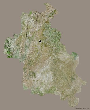 Suriye 'nin Idlib eyaleti, başkenti katı renk arkaplanı ile izole edilmiştir. Uydu görüntüleri. 3B görüntüleme