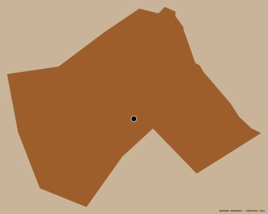 Tacikistan 'ın başkenti Dushanbe' nin şekli, koyu renk arka planda izole edilmiş. Desenli dokuların bileşimi. 3B görüntüleme