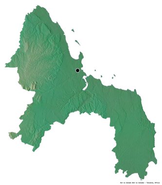 Tanzanya 'nın başkenti Dar es Salaam' ın beyaz arka planda izole edilmiş hali. Topografik yardım haritası. 3B görüntüleme