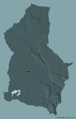 Tanzanya 'nın Dodoma bölgesi, başkenti katı renk arkaplanı ile izole edilmiştir. Renkli yükseklik haritası. 3B görüntüleme
